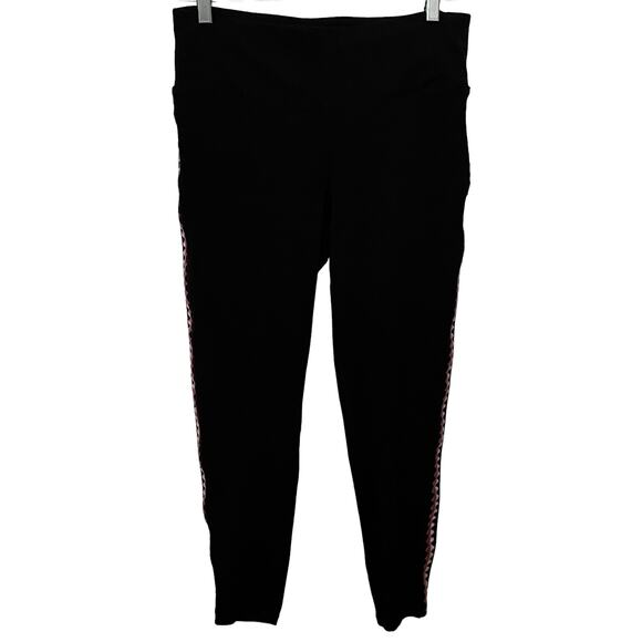 IDEOLOGY HIGH RISE ACTIVEWEAR LEGGINGS, WOMENS, L, BLACK W/PINK TRIM,FULL LENGTH - Picture 1 of 11